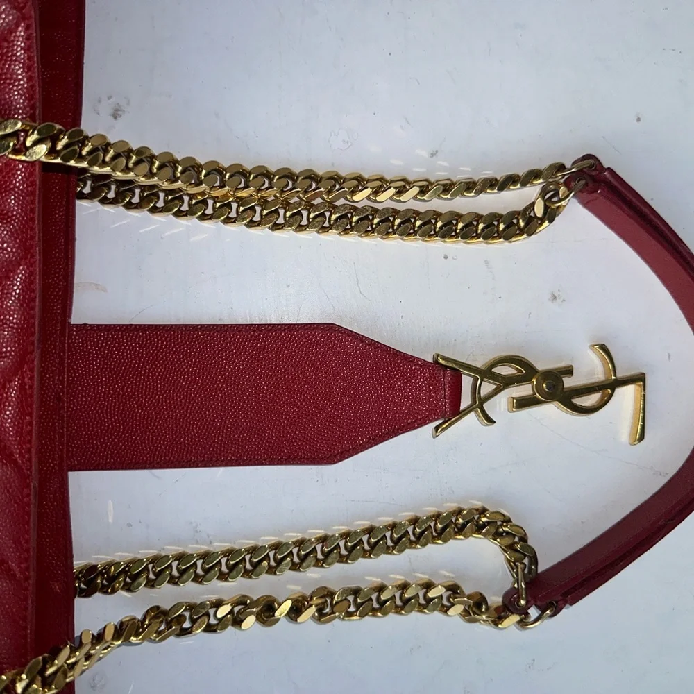 Saint Laurent Large Red “Cassandre” Tote & Matching Wallet - Picture 13 of 16